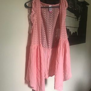 Pink sleeveless cardigan